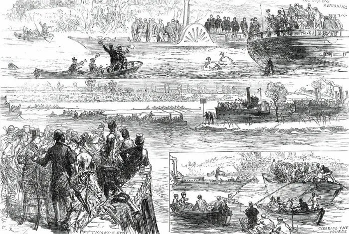 Framed Print : Sketches at the Oxford and Cambridge Boat-Race, 1876. Creator: C.R Framed Print : Sketches at the Oxford and Cambridge Boat-Race, 1876. Creator: C.R