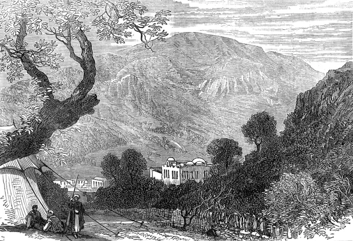 Framed Print : Sketches from Palestine: Mount Ebal and Shechem (Nablous), 1874. Creator: Unknown Framed Print : Sketches from Palestine: Mount Ebal and Shechem (Nablous), 1874. Creator: Unknown