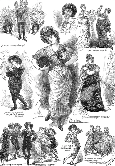 Framed Print : Sketches from 'Patience, ' at the Opera Comique, 1881. Creator: Swain Framed Print : Sketches from 'Patience, ' at the Opera Comique, 1881. Creator: Swain