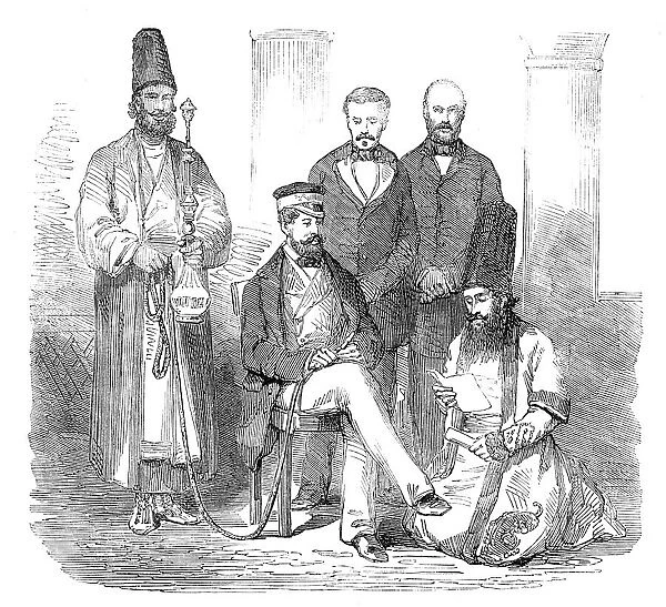 Sketches in the Persian Gulf - the Hon. Mr. Murray and his suite - from a photograph, 1857. Creator: Unknown