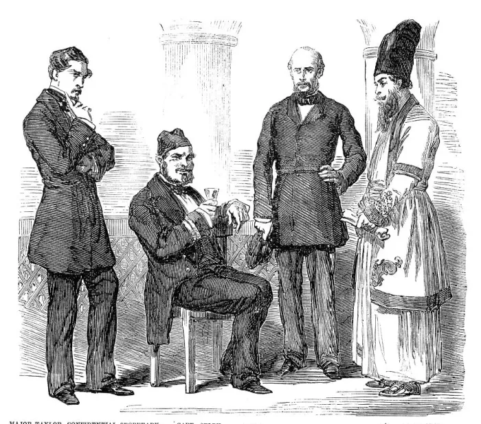 Framed Print : Sketches in the Persian Gulf - Persian Mission Officials - from a photograph, 1857. Creator: Unknown Framed Print : Sketches in the Persian Gulf - Persian Mission Officials - from a photograph, 1857. Creator: Unknown