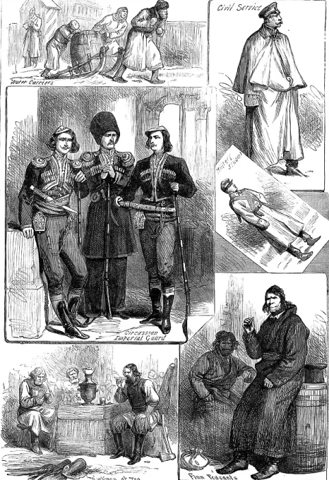 Framed Print : Sketches in Russia: popular life and manners, 1880. Creator: Unknown Framed Print : Sketches in Russia: popular life and manners, 1880. Creator: Unknown