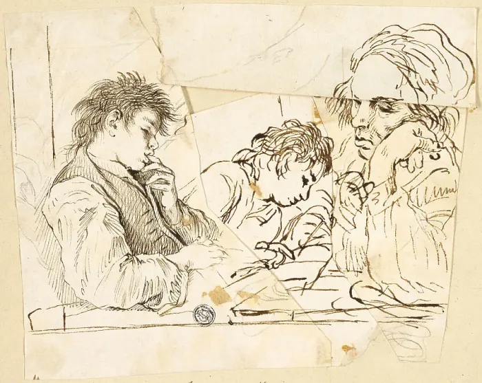 Framed Print : Sketches of School Boys, n.d. Creators: Unknown, Francesco di Maria Framed Print : Sketches of School Boys, n.d. Creators: Unknown, Francesco di Maria
