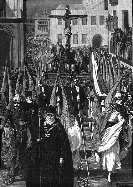 Sketches in Spain - Religious Procession in Seville during the Holy Week, 1878