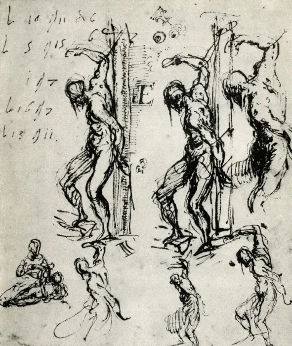 Framed Print : Sketches for the St Sebastian in Brescia, c1518, (1937). Artist: Titian Framed Print : Sketches for the St Sebastian in Brescia, c1518, (1937). Artist: Titian