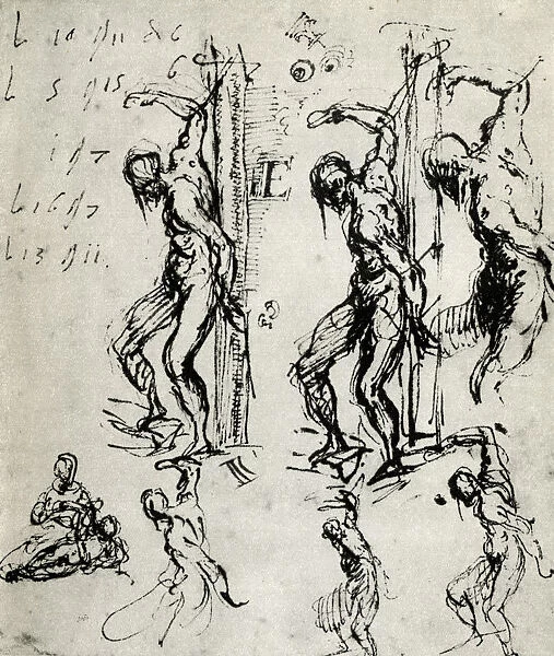 Sketches for the St Sebastian in Brescia, c1518, (1937). Artist: Titian