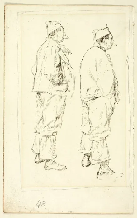 Framed Print : Two Sketches of Standing Laborer, n. d. Creator: Henry Stacy Marks