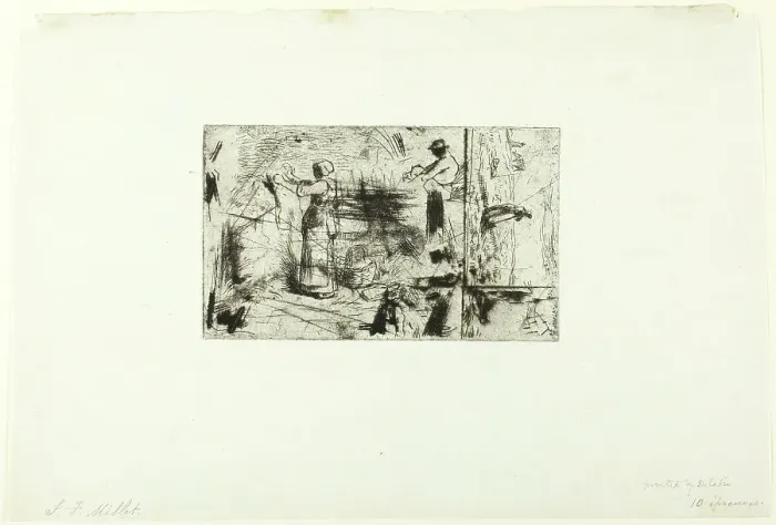Framed Print : Sketches of Three Subjects, c. 1855. Creator: Jean Francois Millet Framed Print : Sketches of Three Subjects, c. 1855. Creator: Jean Francois Millet