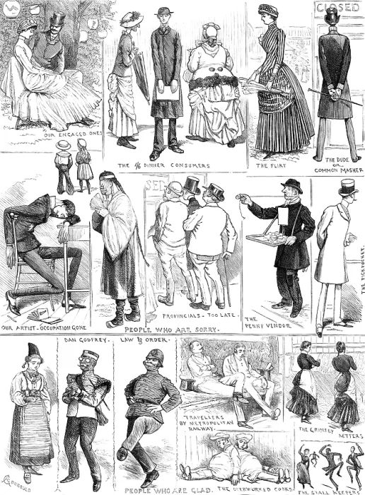 Framed Print : Sketches suggested by the closing of the International Fisheries Exhibition, 1883. Creator: Unknown Framed Print : Sketches suggested by the closing of the International Fisheries Exhibition, 1883. Creator: Unknown