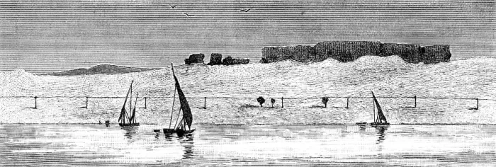 Framed Print : Sketches of Upper Egypt: telegraph in the desert, between Esneh and Assouan, 1883. Creator: Unknown Framed Print : Sketches of Upper Egypt: telegraph in the desert, between Esneh and Assouan, 1883. Creator: Unknown