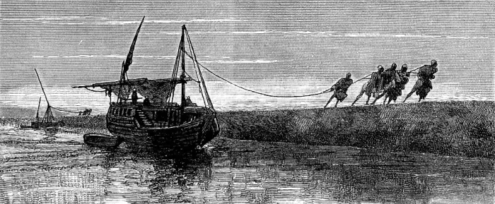 Framed Print : Sketches of Upper Egypt: towing on the Nile, 1883. Creator: Unknown Framed Print : Sketches of Upper Egypt: towing on the Nile, 1883. Creator: Unknown