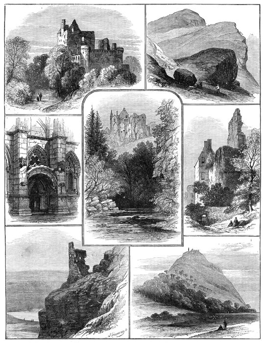 Framed Print : Sketches in the vicinity of Edinburgh, 1881. Creator: John Greenaway Framed Print : Sketches in the vicinity of Edinburgh, 1881. Creator: John Greenaway