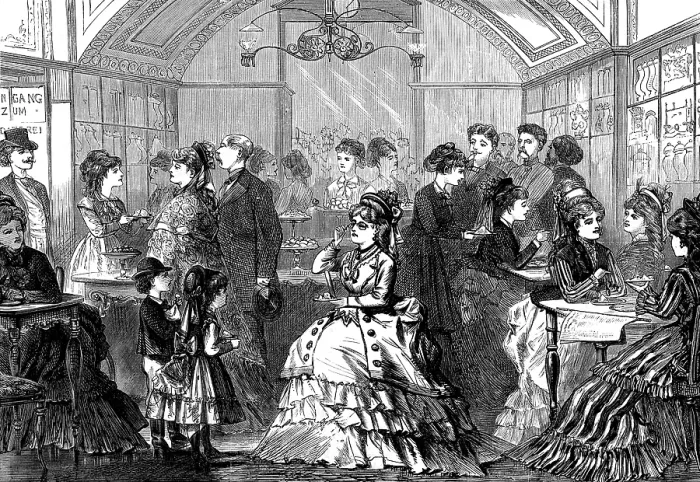 Framed Print : Sketches in Vienna: a fashionable Conditorei, 1873. Creator: Unknown Framed Print : Sketches in Vienna: a fashionable Conditorei, 1873. Creator: Unknown