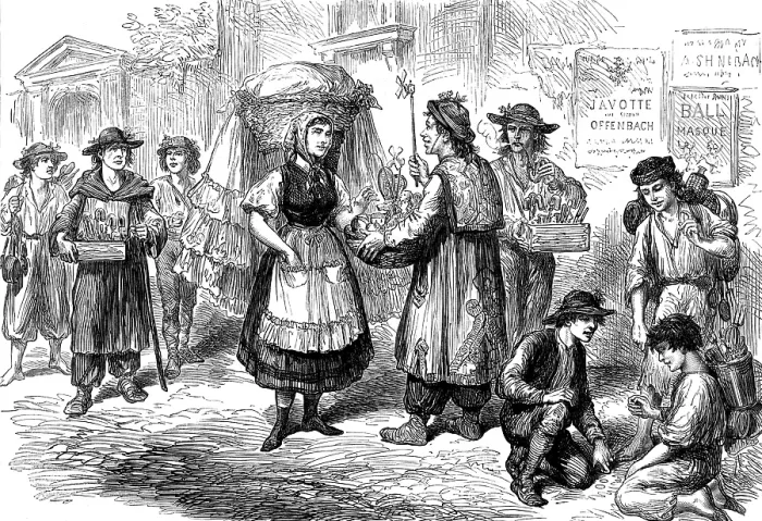 Framed Print : Sketches in Vienna: pedlars and laundress, 1873. Creator: Unknown Framed Print : Sketches in Vienna: pedlars and laundress, 1873. Creator: Unknown