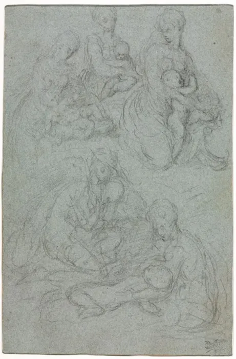 Framed Print : Sketches of Virgin and Child, second half 1500s. Creator: Giulio Campi (Italian, c Framed Print : Sketches of Virgin and Child, second half 1500s. Creator: Giulio Campi (Italian, c
