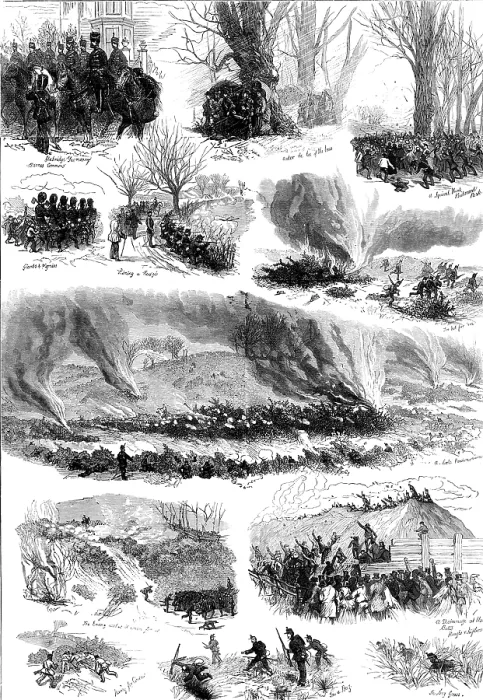 Framed Print : Sketches at the Volunteer Sham-Fight on Easter Monday, 1874. Creator: Unknown Framed Print : Sketches at the Volunteer Sham-Fight on Easter Monday, 1874. Creator: Unknown