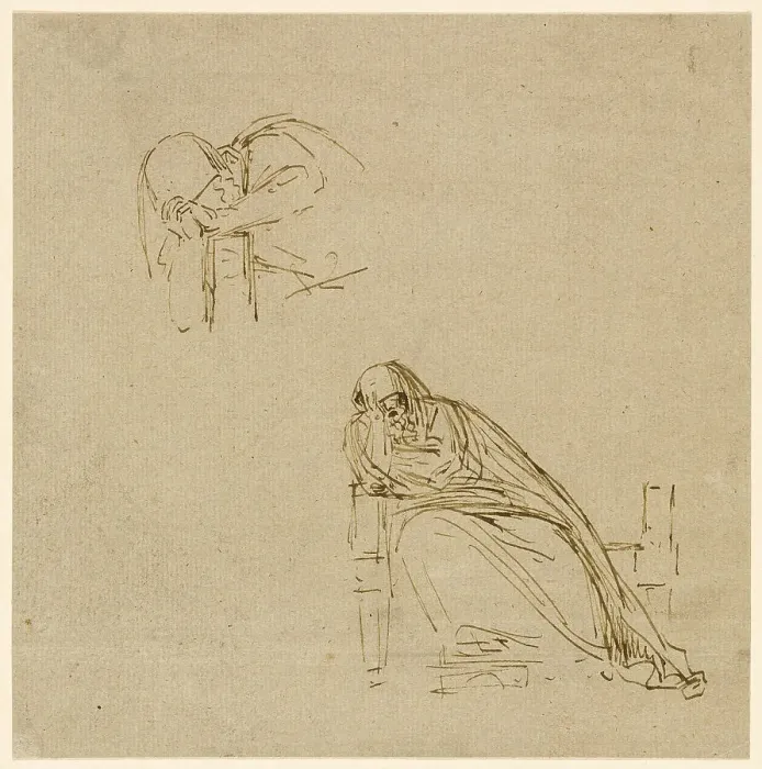 Framed Print : Two Sketches of a Weeping Woman, n.d. Creator: Benjamin West Framed Print : Two Sketches of a Weeping Woman, n.d. Creator: Benjamin West