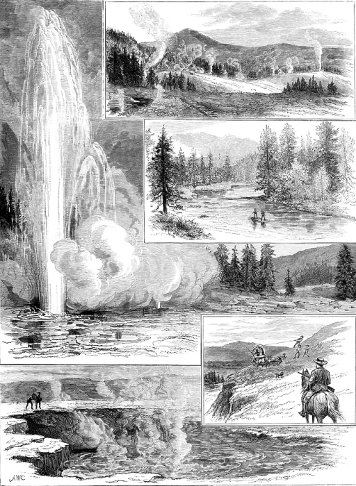 Framed Print : Sketches in the Yellowstone Park of North America, 1883. Creator: Unknown Framed Print : Sketches in the Yellowstone Park of North America, 1883. Creator: Unknown