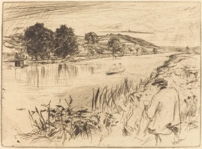 Framed Print : Sketching, No. I, 1861. Creator: James Abbott McNeill Whistler Framed Print : Sketching, No. I, 1861. Creator: James Abbott McNeill Whistler