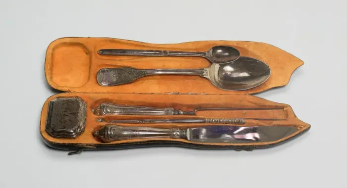 Framed Print : Skewer and Spoon from a Traveling Set, Augsburg, 1761 / 63. Creator: Unknown Framed Print : Skewer and Spoon from a Traveling Set, Augsburg, 1761 / 63. Creator: Unknown