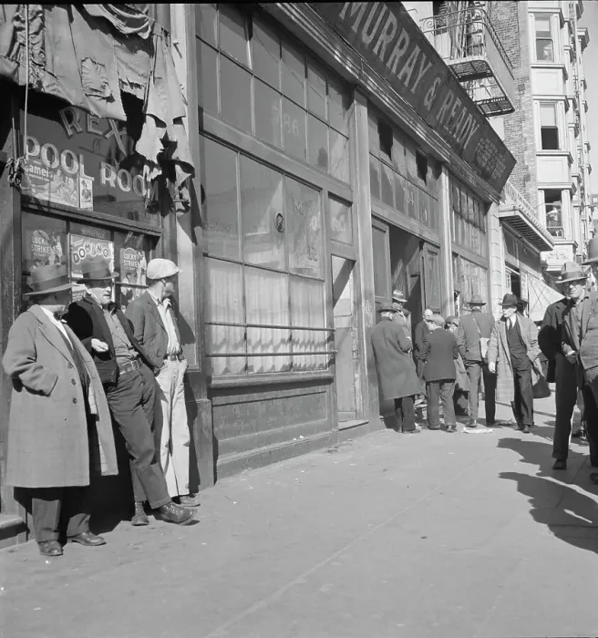 Framed Print : Skid Row, Howard Street, San Francisco, California, 1937. Creator: Dorothea Lange Framed Print : Skid Row, Howard Street, San Francisco, California, 1937. Creator: Dorothea Lange
