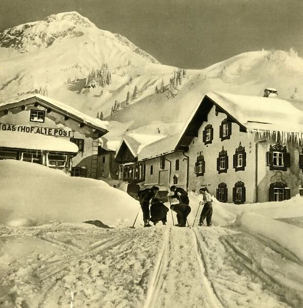 Skiers at Stuben am Arlberg, Vorarlberg, Austria, c1935. Creator: Unknown