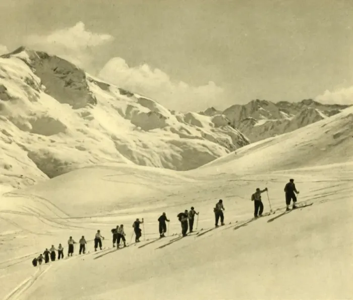 Framed Print : Skiing lesson, Arlberg, Austria, c1935. Creator: Unknown Framed Print : Skiing lesson, Arlberg, Austria, c1935. Creator: Unknown