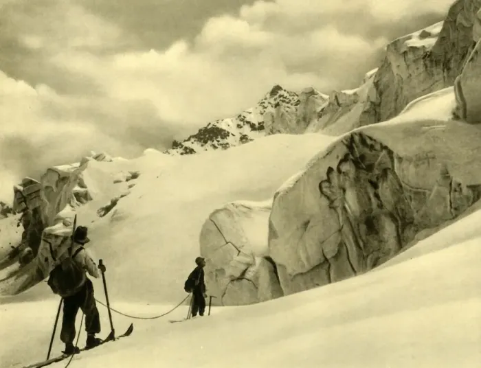 Framed Print : Skiing at Silvretta, Austria, c1935. Creator: Unknown Framed Print : Skiing at Silvretta, Austria, c1935. Creator: Unknown