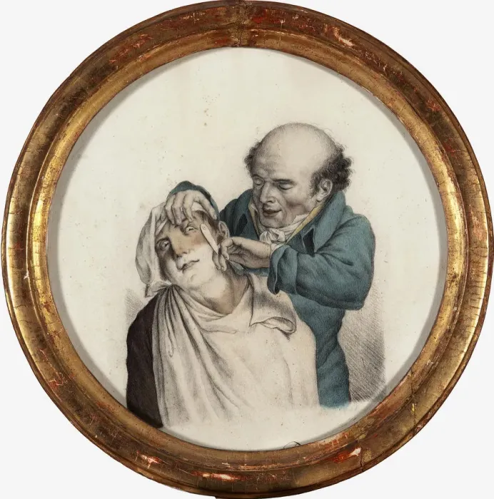 Framed Print : Skilful barber, 1823. Artist: Boilly, Louis-Leopold (1761-1845) Framed Print : Skilful barber, 1823. Artist: Boilly, Louis-Leopold (1761-1845)