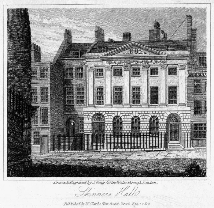 Framed Print : Skinners Hall, City of London, 1817. Artist: J Greig Framed Print : Skinners Hall, City of London, 1817. Artist: J Greig