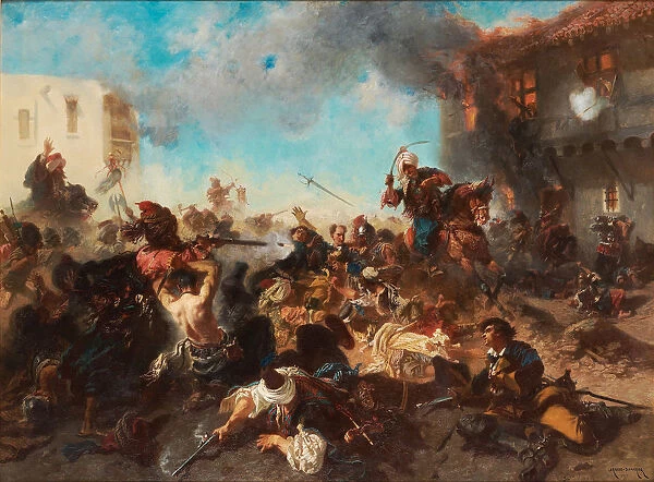 The Skirmish at Bender (Kalabaliken i Bender), 1877. Artist: Armand-Dumaresq, Charles Edouard (1826-1895)
