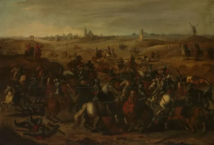 Framed Print : The Skirmish Between Cuirassiers, 5 February 1600, on the Vughterheide, c.1635. Creator: Unknown Framed Print : The Skirmish Between Cuirassiers, 5 February 1600, on the Vughterheide, c.1635. Creator: Unknown