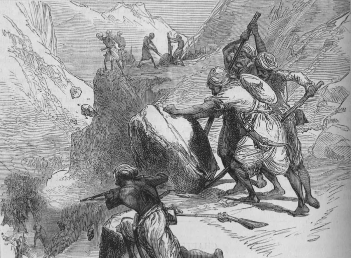Framed Print : Skirmish in a Mountain Pass, c1880 Framed Print : Skirmish in a Mountain Pass, c1880