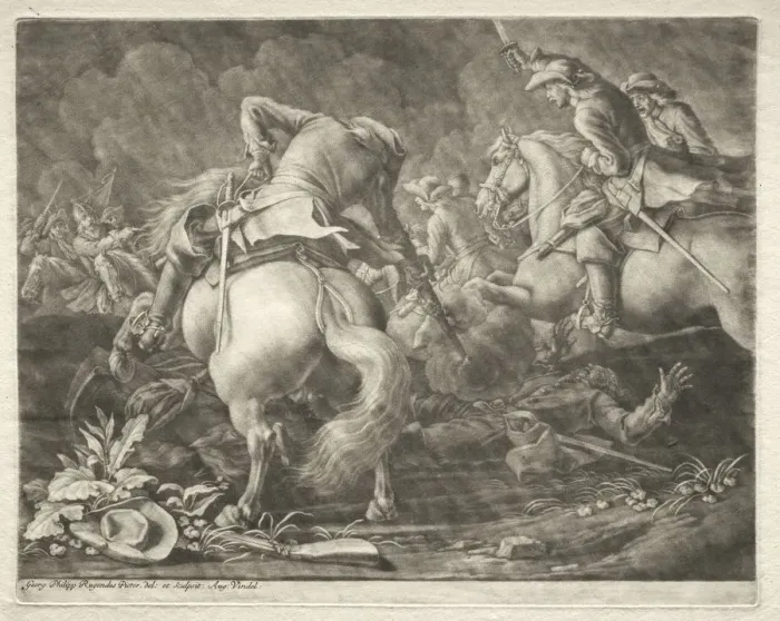 Framed Print : Skirmish between Prussian and Hungarian Hussars. Creator: Georg Philipp I Rugendas (German Framed Print : Skirmish between Prussian and Hungarian Hussars. Creator: Georg Philipp I Rugendas (German