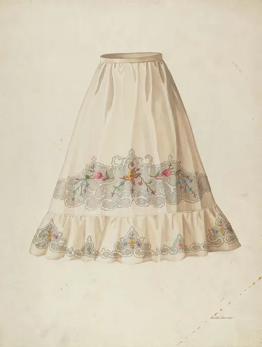 Framed Print : Skirt from Wedding Dress, c. 1940. Creator: Edith Towner Framed Print : Skirt from Wedding Dress, c. 1940. Creator: Edith Towner