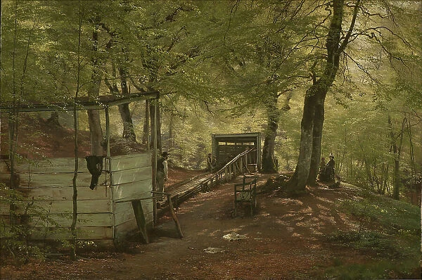 Skittle-alley in Saeby Forest. Spring Morning, 1882. Creator: Carl Frederik Aagaard