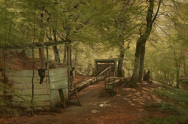 Skittle-alley in Saeby Forest. Spring Morning, 1882. Creator: Carl Frederik Aagaard