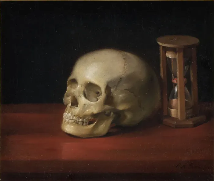 Framed Print : Skull and Hourglass, 1714-1814. Creator: Christian Albrecht Jensen Framed Print : Skull and Hourglass, 1714-1814. Creator: Christian Albrecht Jensen