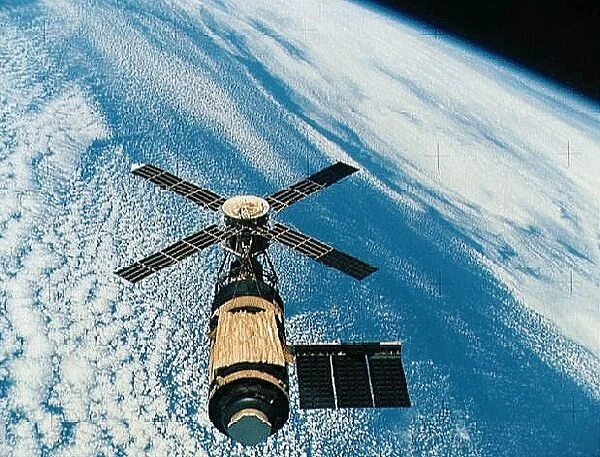 Skylab orbiting the Earth, 1970s. Creator: NASA