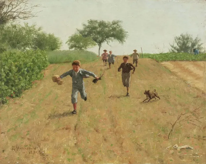 Framed Print : Skylarking, 1881. Creator: Erik Werenskiold Framed Print : Skylarking, 1881. Creator: Erik Werenskiold