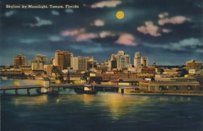 Framed Print : Skyline by Moonlight, Tampa, Florida, c1940s Framed Print : Skyline by Moonlight, Tampa, Florida, c1940s