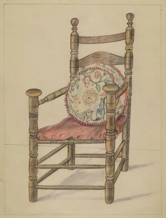 Framed Print : Slat-back Armchair, c. 1936. Creator: Alfred Nason Framed Print : Slat-back Armchair, c. 1936. Creator: Alfred Nason