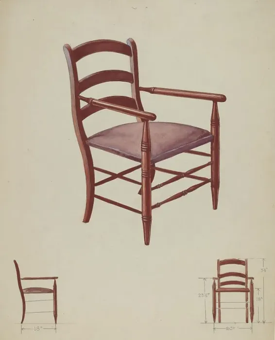 Framed Print : Slat-back Chair, c. 1936. Creator: George Kirschner Framed Print : Slat-back Chair, c. 1936. Creator: George Kirschner