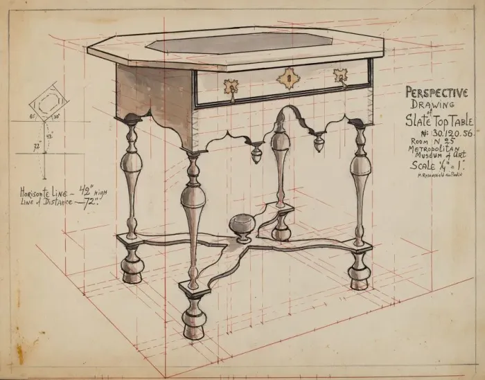 Framed Print : Slate-top Table, 1935 / 1942. Creator: M. Rosenshield-von-Paulin Framed Print : Slate-top Table, 1935 / 1942. Creator: M. Rosenshield-von-Paulin