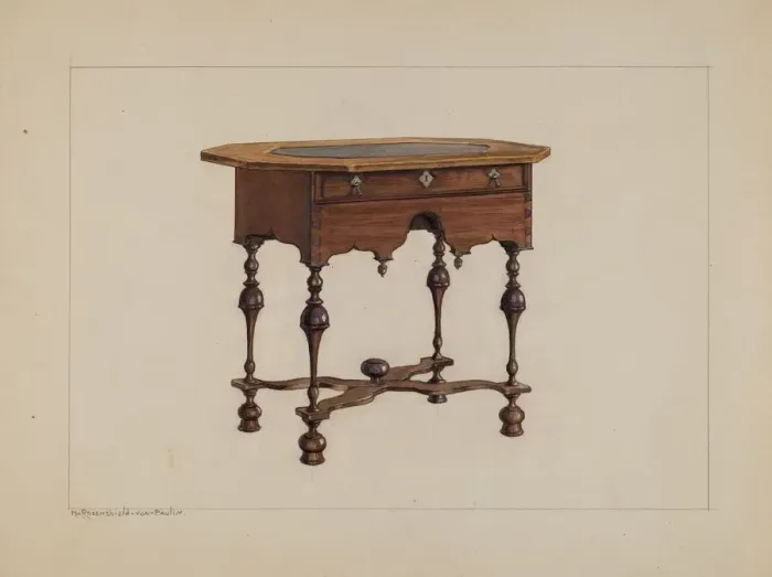 Framed Print : Slate-top Table, c. 1940. Creator: M. Rosenshield-von-Paulin Framed Print : Slate-top Table, c. 1940. Creator: M. Rosenshield-von-Paulin