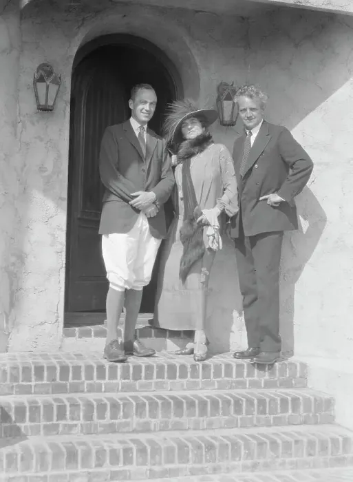Framed Print : Slater, Mrs. and Arnold Genthe, with another friend on the steps of a house in Long Beach, 1924. Creator: Arnold Genthe Framed Print : Slater, Mrs. and Arnold Genthe, with another friend on the steps of a house in Long Beach, 1924. Creator: Arnold Genthe