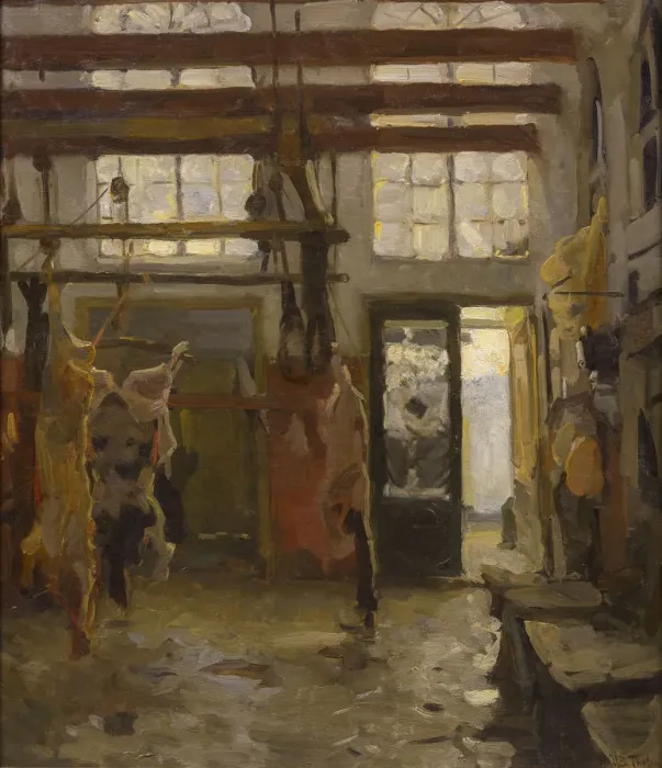 Framed Print : Slaughterhouse, 1890. Creator: Tholen, Willem Bastiaan (1860-1931) Framed Print : Slaughterhouse, 1890. Creator: Tholen, Willem Bastiaan (1860-1931)