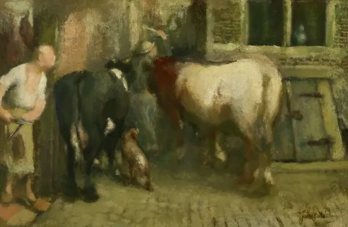 Framed Print : At the Slaughterhouse, c1860-1900. Creator: Jan Stobbaerts Framed Print : At the Slaughterhouse, c1860-1900. Creator: Jan Stobbaerts