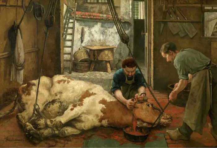 Framed Print : Slaughterhouse, c1860-1900. Creator: Jan Stobbaerts Framed Print : Slaughterhouse, c1860-1900. Creator: Jan Stobbaerts