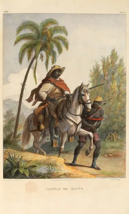 Framed Print : A slave catcher (Capitão do mato). From Voyage pittoresque dans le Brésil, 1835. Creator: Rugendas, Johann Moritz (1802-1858). A slave catcher (Capitão do mato). From Voyage pittoresque dans le Brésil, 1835 Framed Print : A slave catcher (Capitão do mato). From Voyage pittoresque dans le Brésil, 1835. Creator: Rugendas, Johann Moritz (1802-1858). A slave catcher (Capitão do mato). From Voyage pittoresque dans le Brésil, 1835